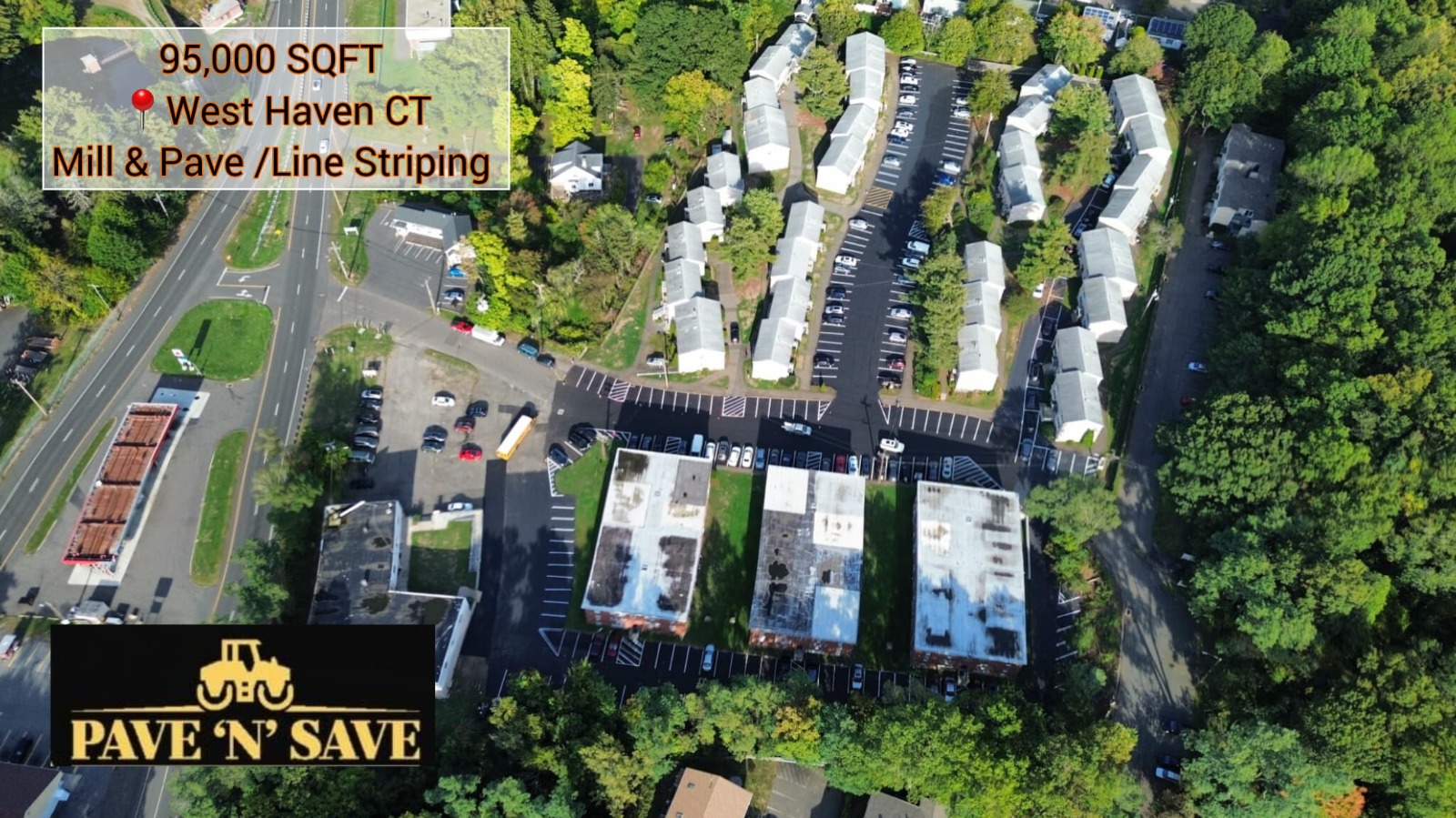 Aerial view of West Haven CT paving project